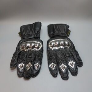 Schoeller Keprotec Hard Knuckle Leather Chrome Gauntlet Motorcycle Gloves Medium